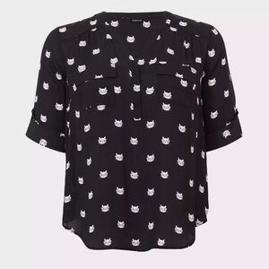 Black Cat Pattern Blouse
